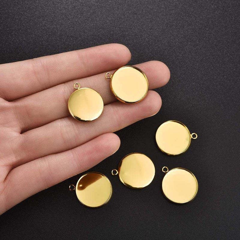 Lanbeide Stainless Steel Pendant Trays Cabochon Settings Bezel Pendant Blanks for DIY Crafting Photo Jewelry Making 16x16mm Gold - Image 5